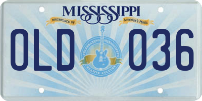 MS license plate OLD036