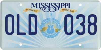 MS license plate OLD038