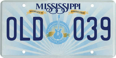 MS license plate OLD039