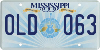 MS license plate OLD063