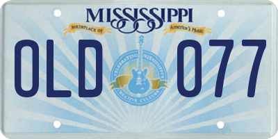 MS license plate OLD077