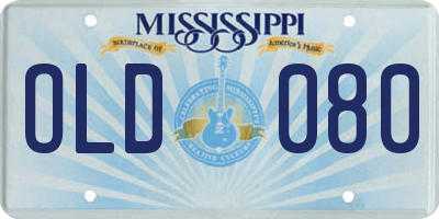 MS license plate OLD080