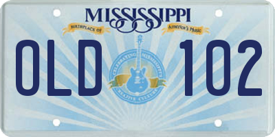 MS license plate OLD102