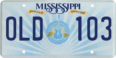 MS license plate OLD103