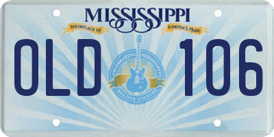 MS license plate OLD106