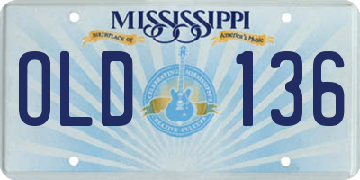 MS license plate OLD136