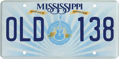 MS license plate OLD138
