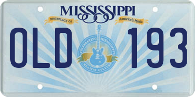 MS license plate OLD193