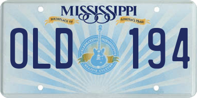 MS license plate OLD194