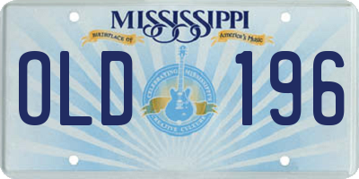 MS license plate OLD196