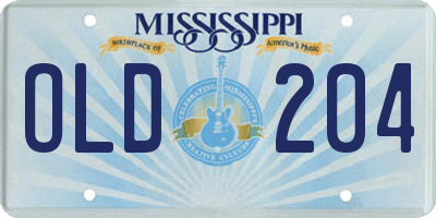 MS license plate OLD204