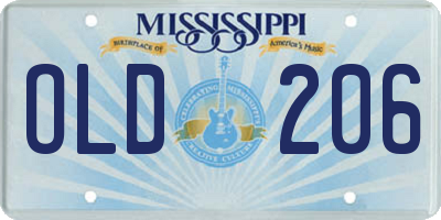 MS license plate OLD206