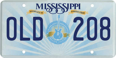 MS license plate OLD208
