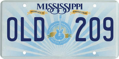 MS license plate OLD209