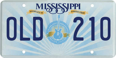 MS license plate OLD210