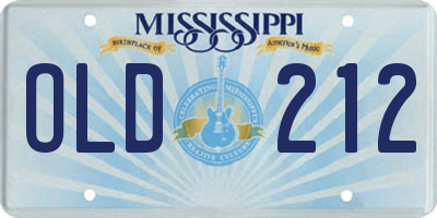 MS license plate OLD212