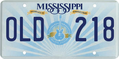 MS license plate OLD218