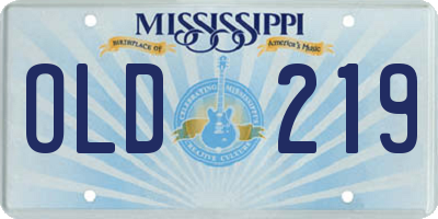 MS license plate OLD219