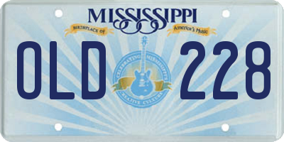 MS license plate OLD228