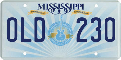 MS license plate OLD230