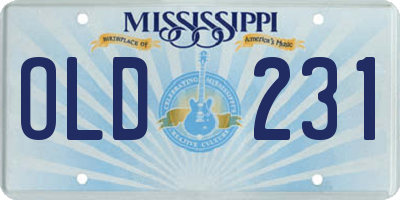 MS license plate OLD231