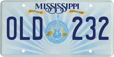 MS license plate OLD232