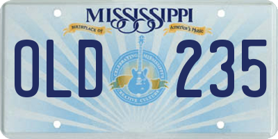 MS license plate OLD235