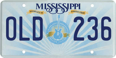 MS license plate OLD236