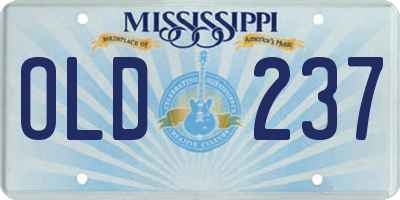 MS license plate OLD237
