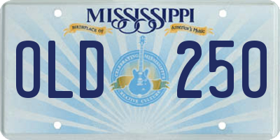 MS license plate OLD250