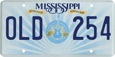 MS license plate OLD254