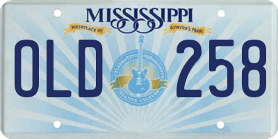MS license plate OLD258