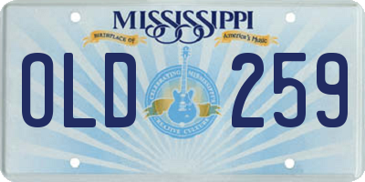 MS license plate OLD259