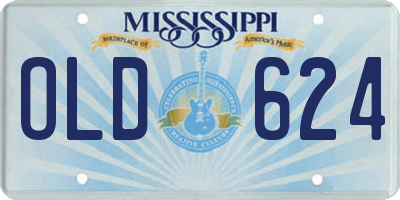 MS license plate OLD624