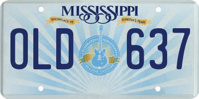 MS license plate OLD637