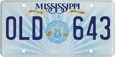 MS license plate OLD643
