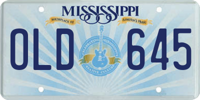 MS license plate OLD645