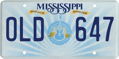 MS license plate OLD647