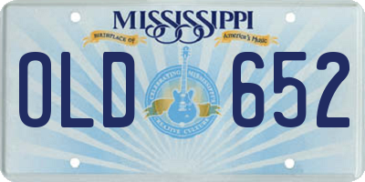 MS license plate OLD652