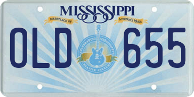 MS license plate OLD655