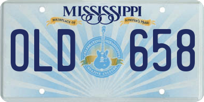 MS license plate OLD658
