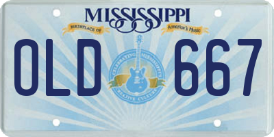 MS license plate OLD667