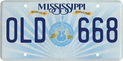 MS license plate OLD668
