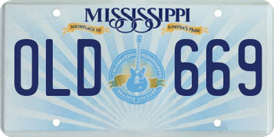 MS license plate OLD669
