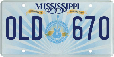 MS license plate OLD670