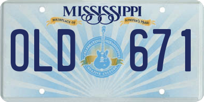 MS license plate OLD671