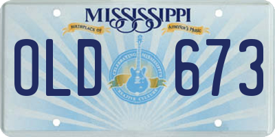 MS license plate OLD673