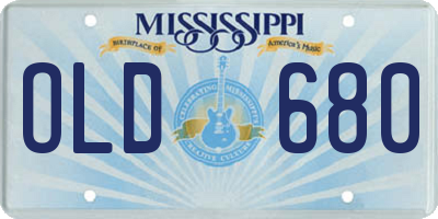 MS license plate OLD680