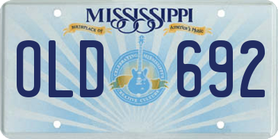 MS license plate OLD692