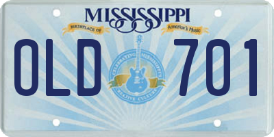 MS license plate OLD701